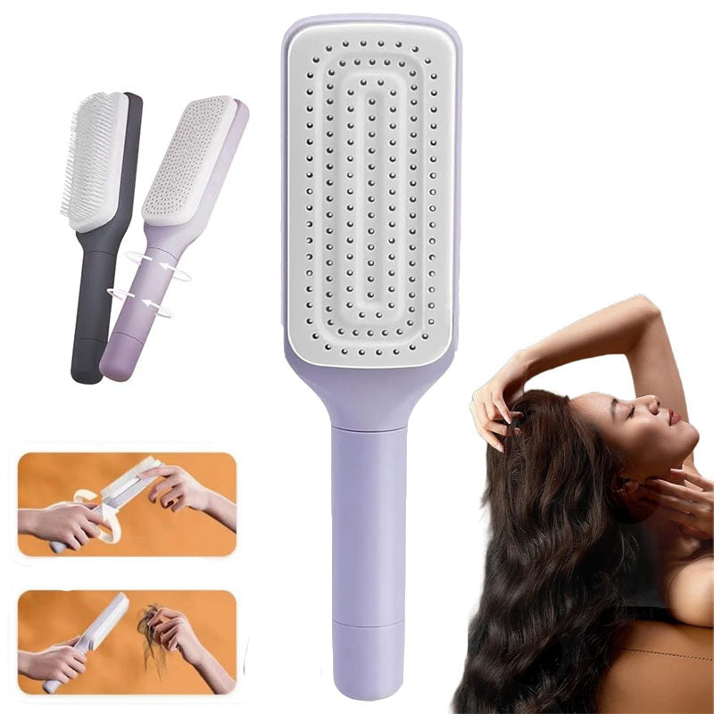4 In 1 Self Cleaning Hair Brush Anti-Static Massage Comb Scalable Rotate Lifting
