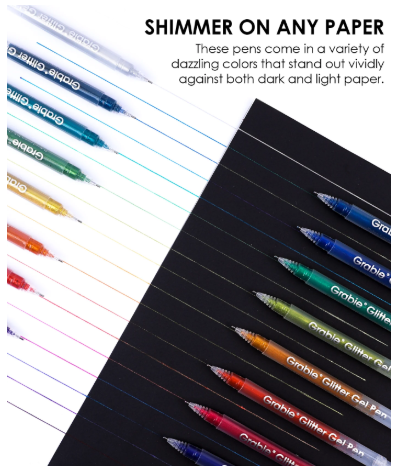 Jumbo Iridescent Glitter Gel Ink Pen Set Of 18