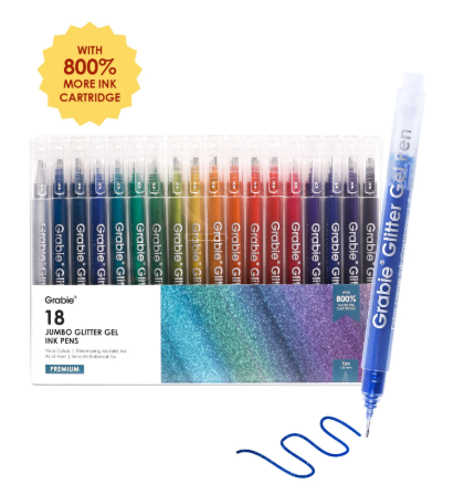 Jumbo Iridescent Glitter Gel Ink Pen Set Of 18